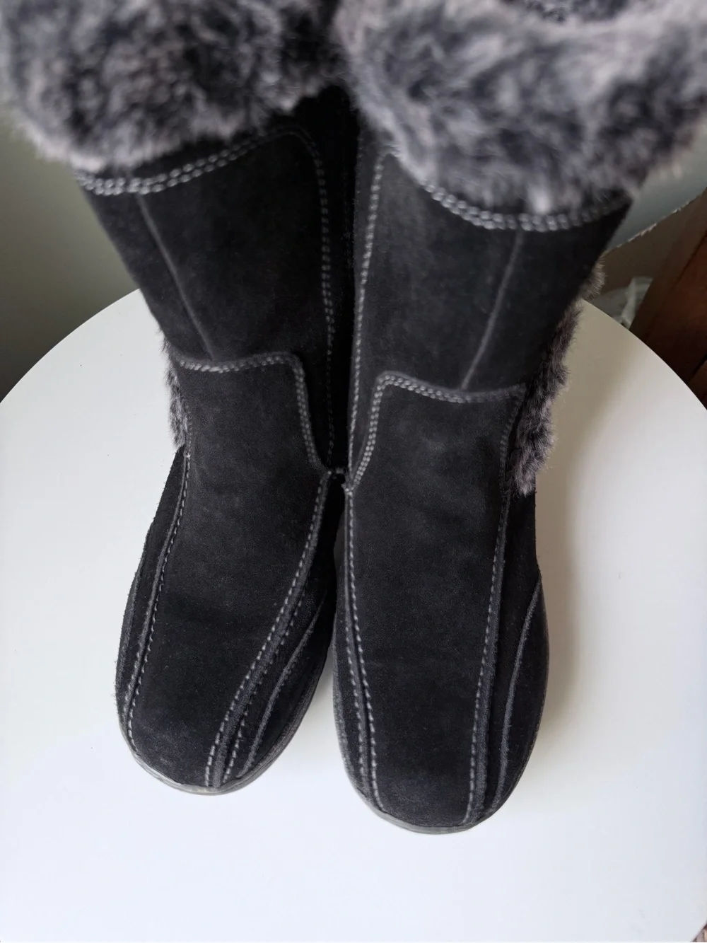 Spring Step Achieve Suede Faux Fur Mid-Calf Boots Water Resistant EU 38 US 7.5-8